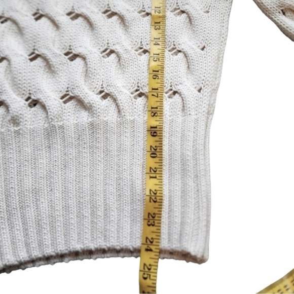 Zara Chunky Cable Knit Sweater Puff/Balloon Sleeves Soft Cotton Ivory/White Med - Picture 9 of 12